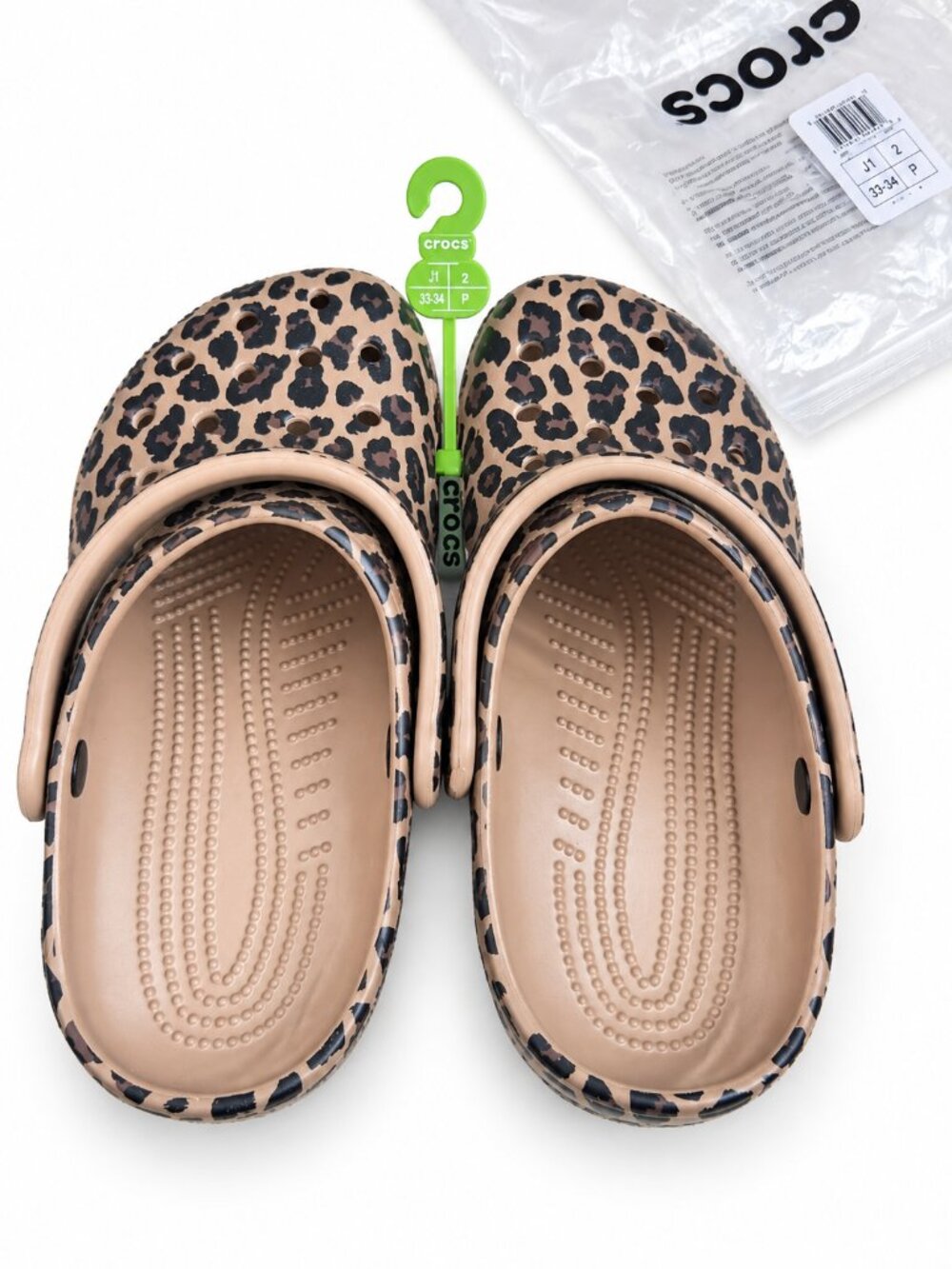 Crocs Kids Classic Animal Clog Sepia Leopard Kids J2 Women’s 4 NWT